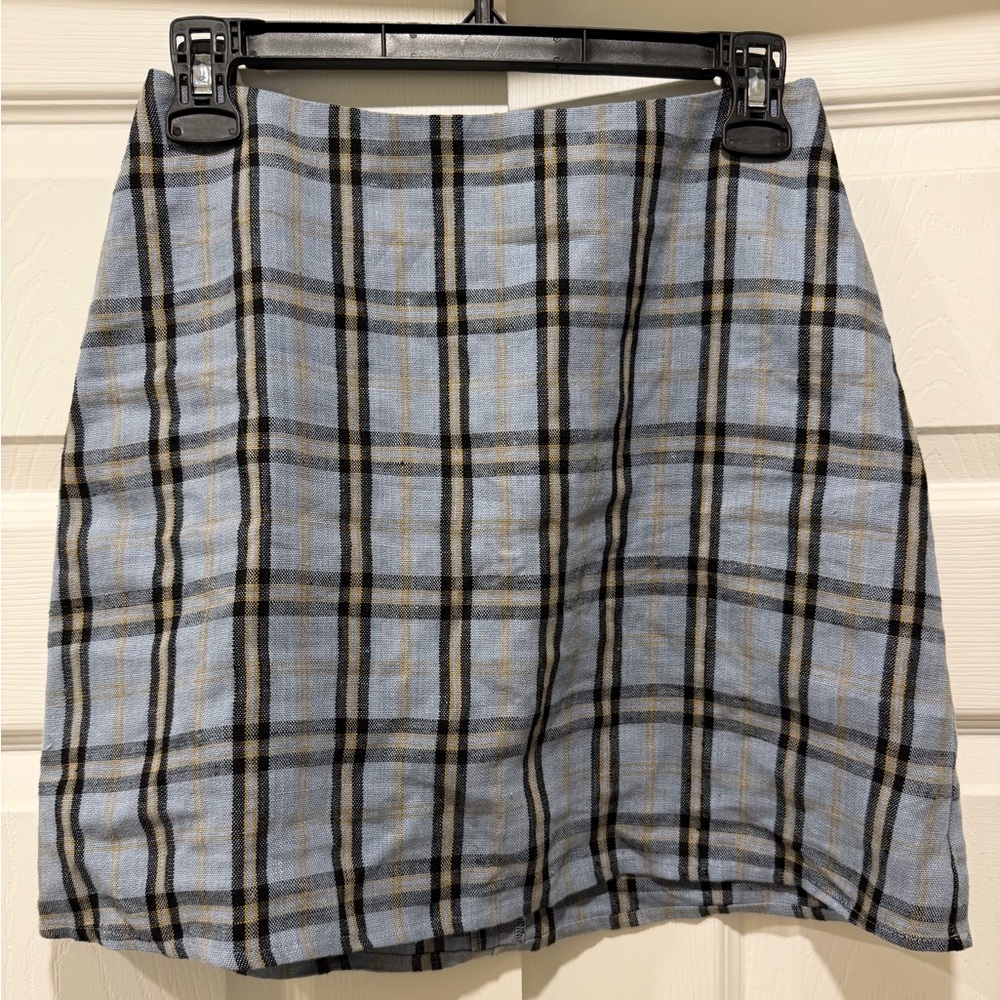 Reformation linen plaid mini skirt